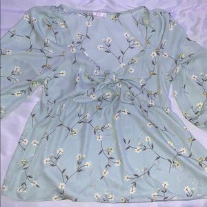 Charming Charlie’s mint green floral blouse